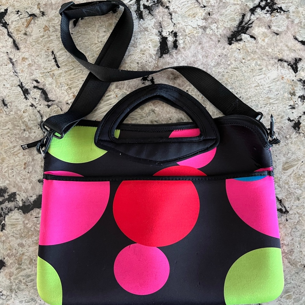 Black and Pink Laptop Bag with Adjustable Straps
